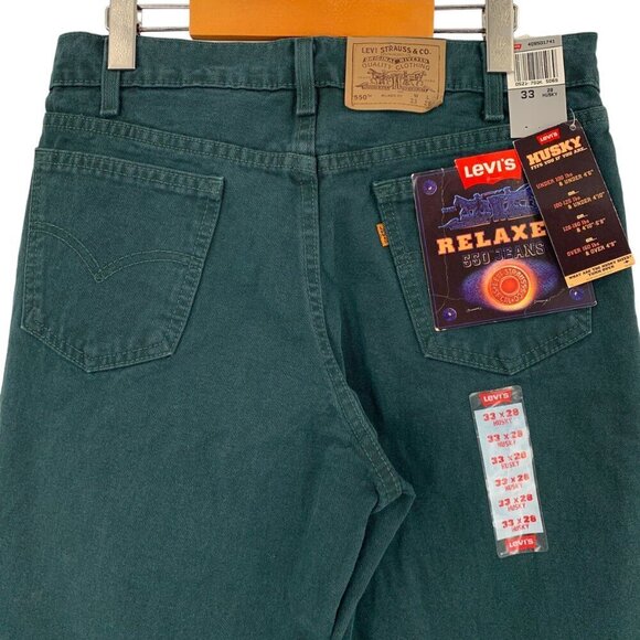 Levi’s Jeans 550 Husky Mens 33x28 Green Relaxed Fit  Made in USA Vintage 1996 - Picture 5 of 12
